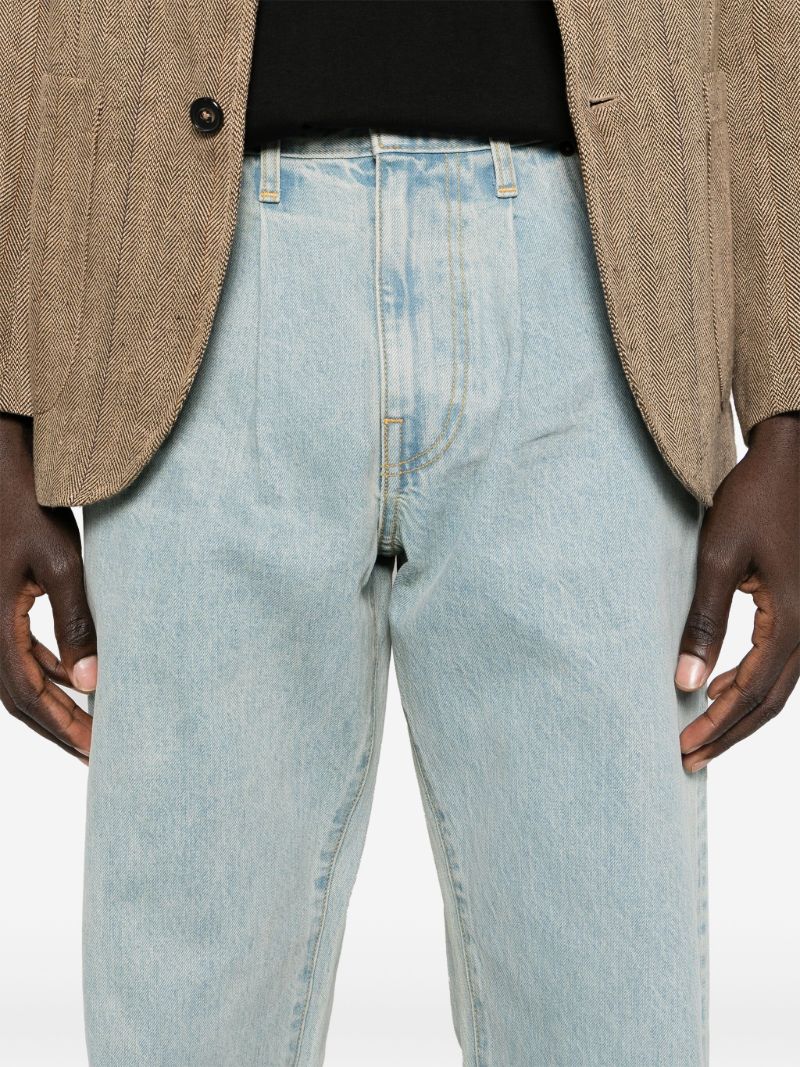Blue Mid-rise Straight-leg Jeans