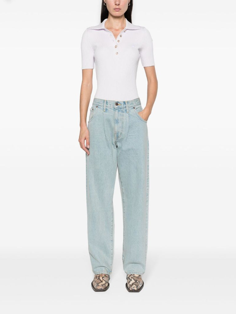 Blue Mid-rise Straight-leg Jeans