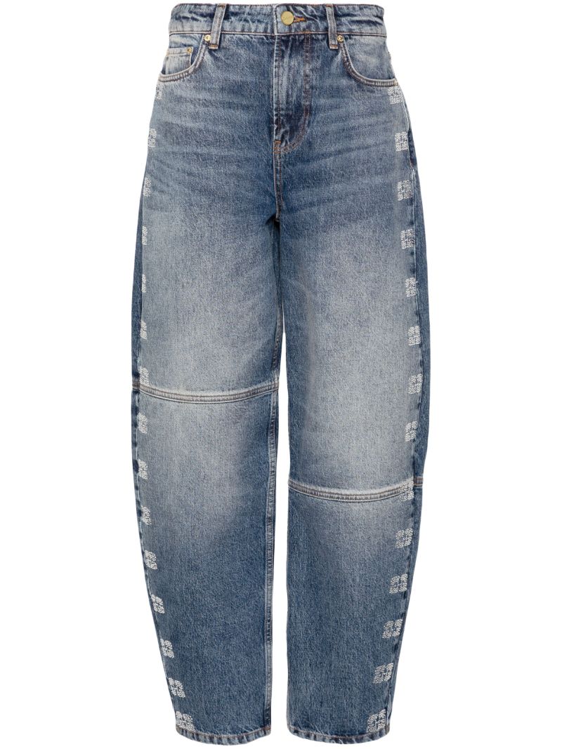Blue Logo-patch Tapered Jeans