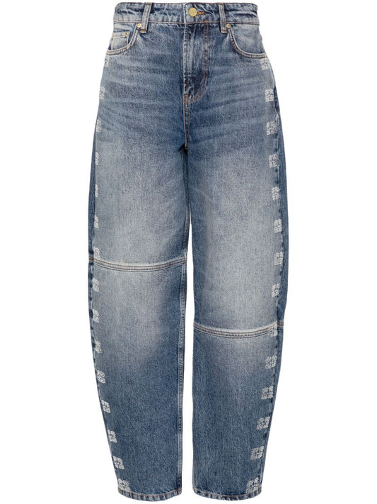 Blue Logo-patch Tapered Jeans