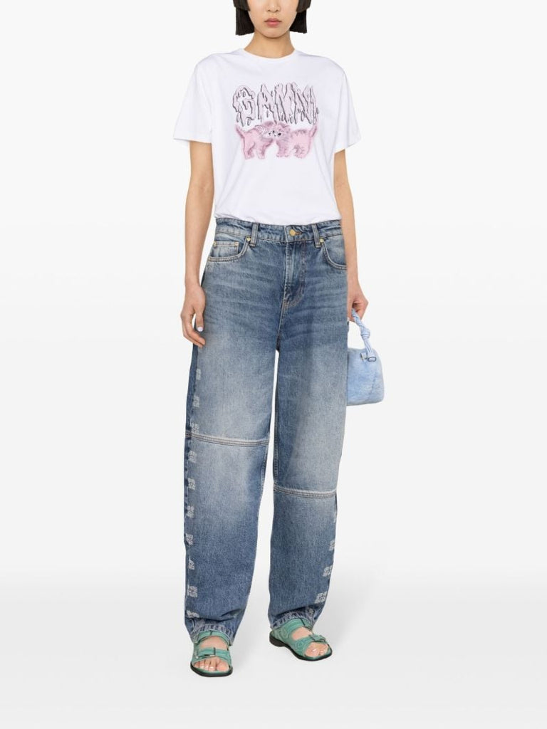 Blue Logo-patch Tapered Jeans