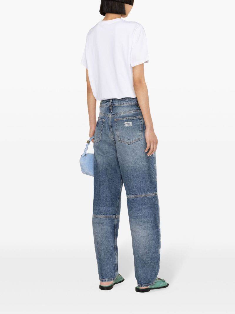 Blue Logo-patch Tapered Jeans