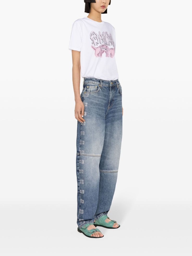 Blue Logo-patch Tapered Jeans