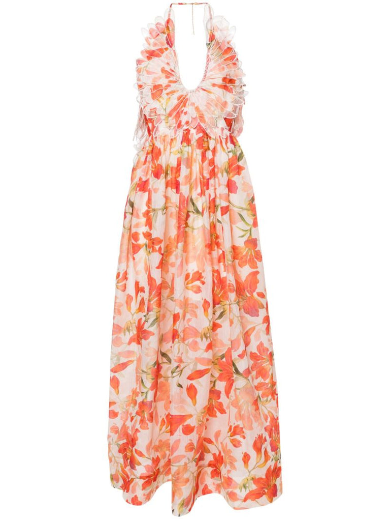 Orange Tranquillity Feather Dress