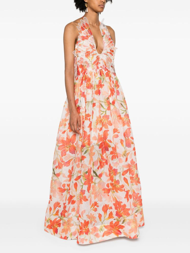 Orange Tranquillity Feather Dress