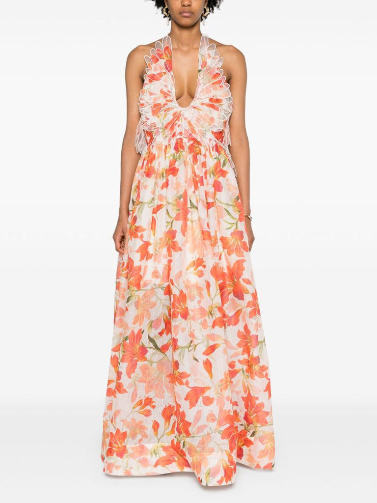 Orange Tranquillity Feather Dress