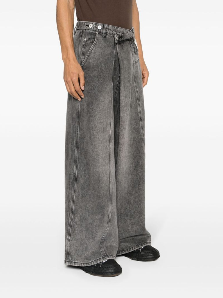 Black Asymmetric Wide-leg Jeans