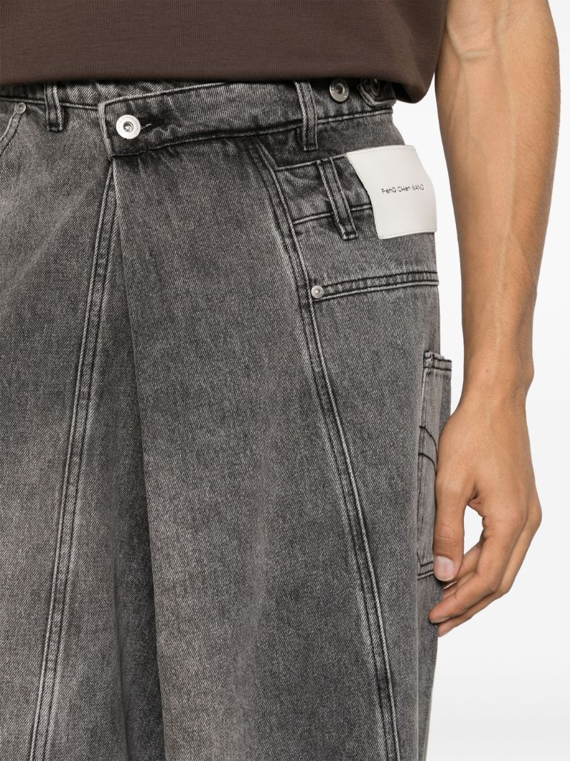 Black Asymmetric Wide-leg Jeans