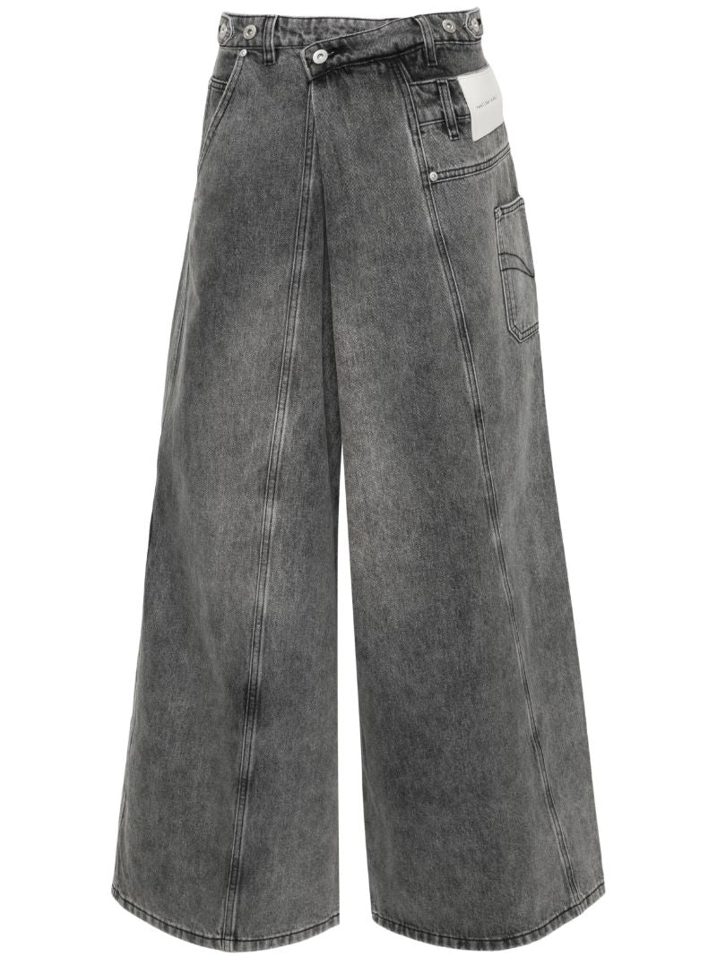 Black Asymmetric Wide-leg Jeans