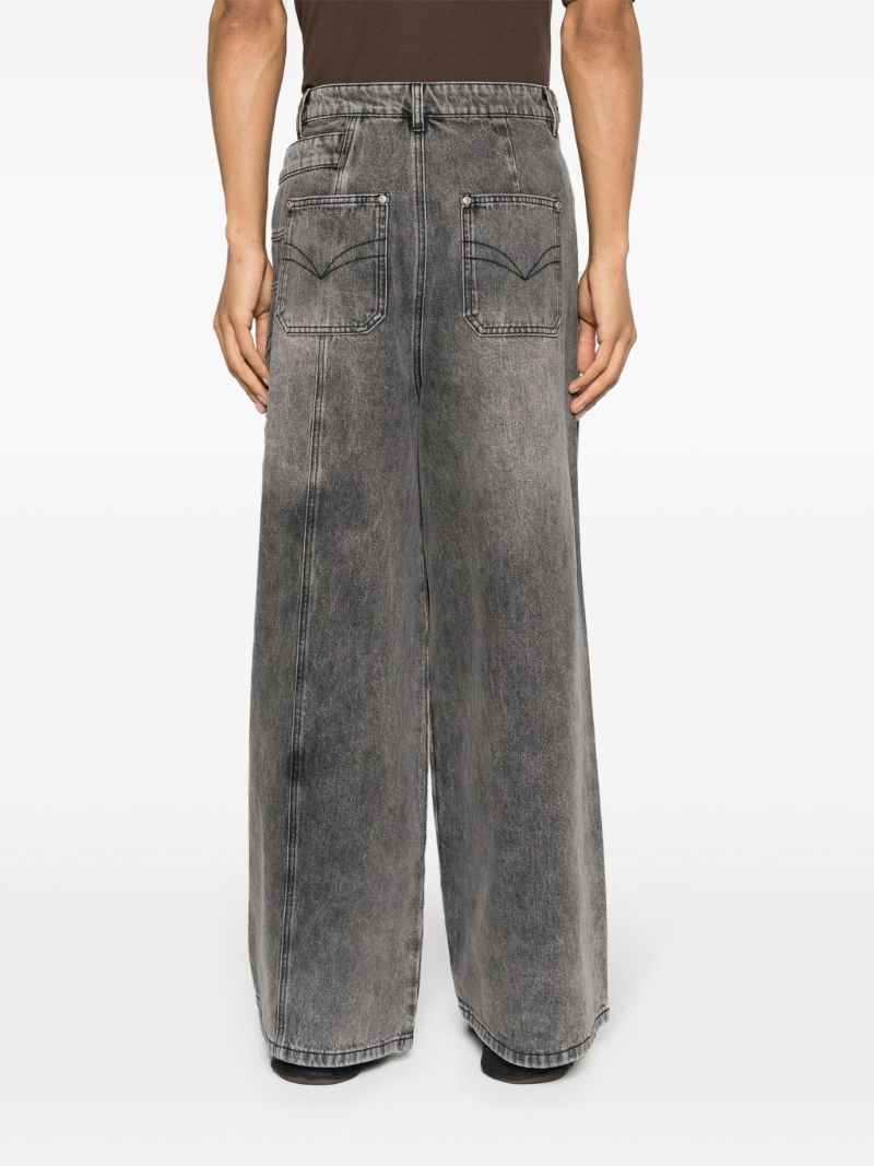 Black Asymmetric Wide-leg Jeans