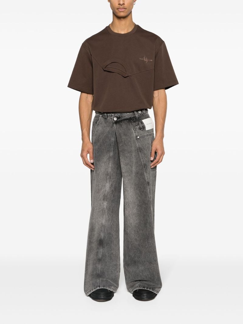 Black Asymmetric Wide-leg Jeans