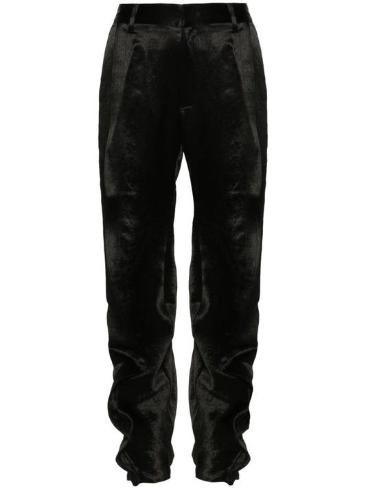 Black Satin-finish Straight-leg Trousers