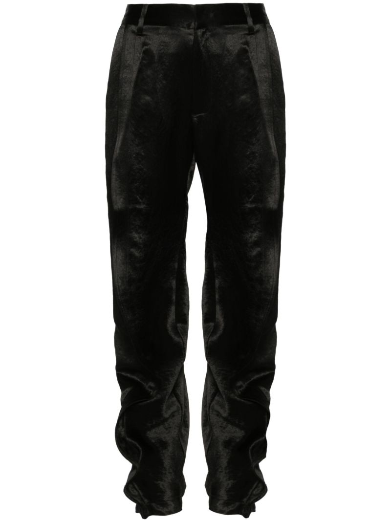 Black Satin-finish Straight-leg Trousers