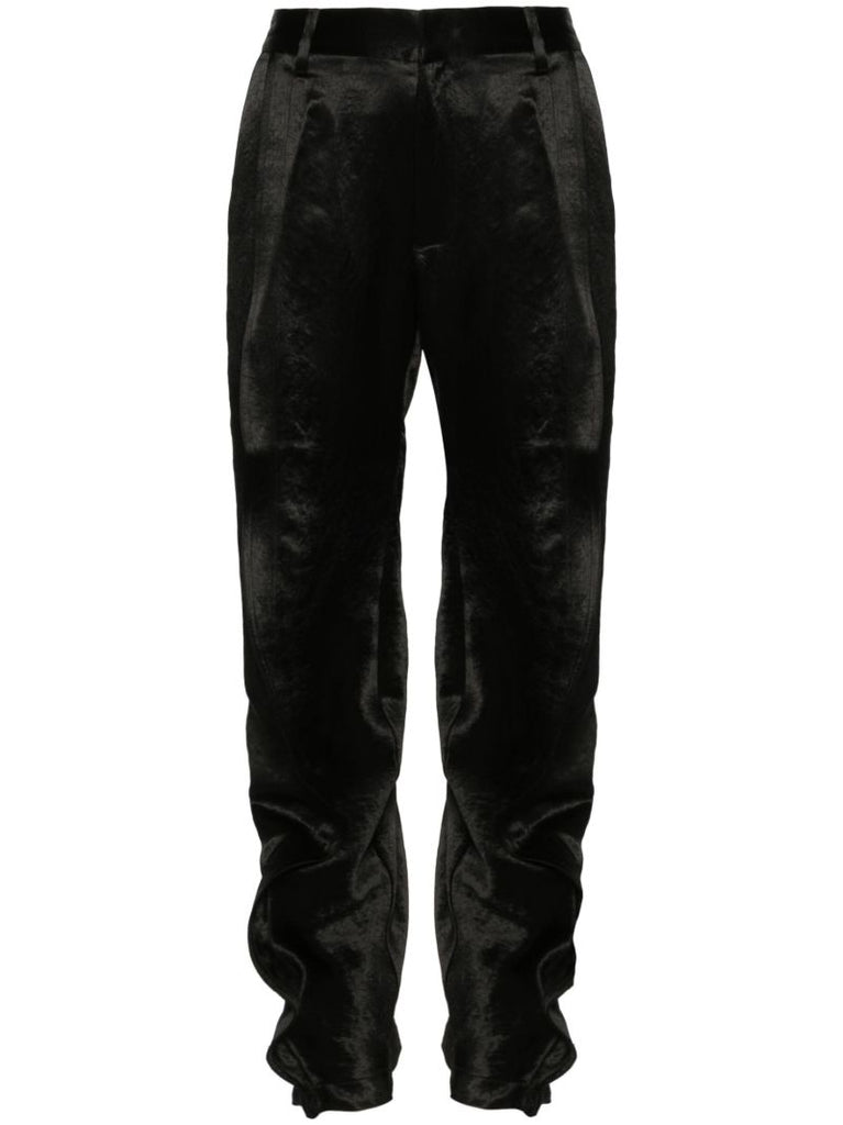 Black Satin-finish Straight-leg Trousers