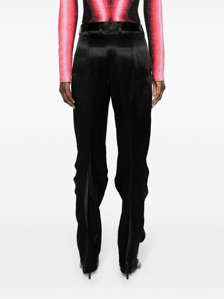 Black Satin-finish Straight-leg Trousers