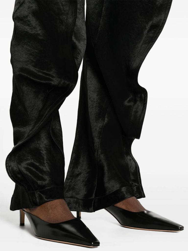 Black Satin-finish Straight-leg Trousers