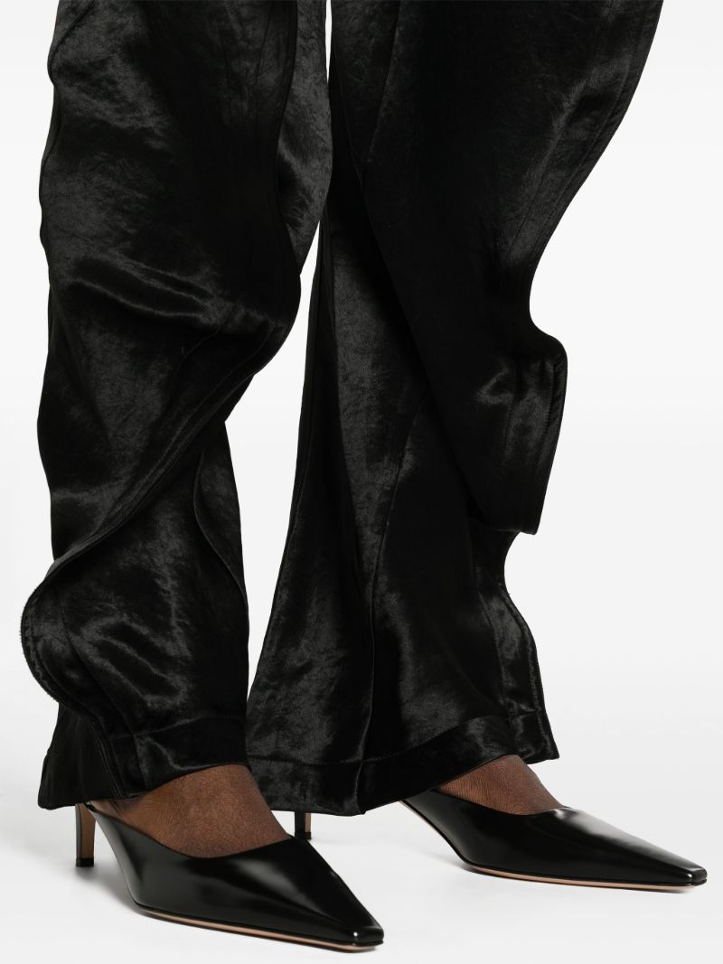 Black Satin-finish Straight-leg Trousers