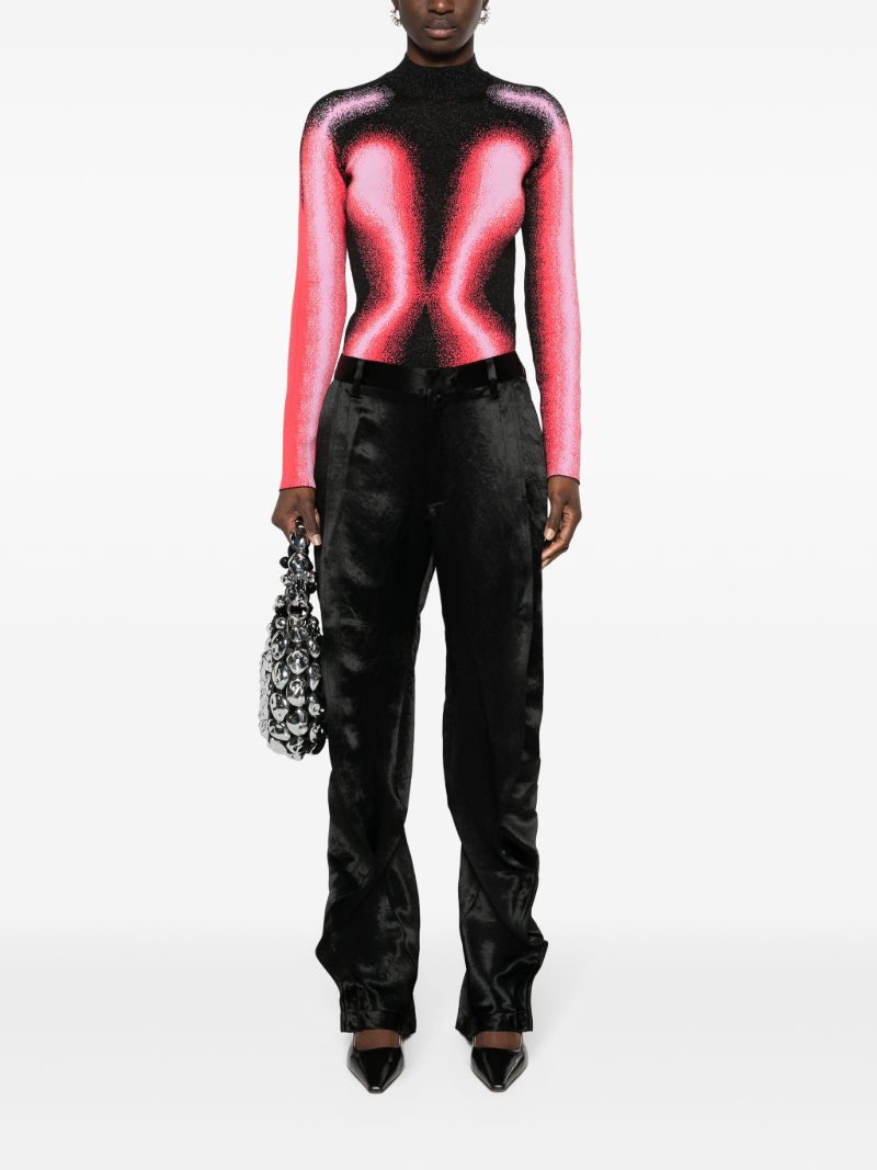 Black Satin-finish Straight-leg Trousers