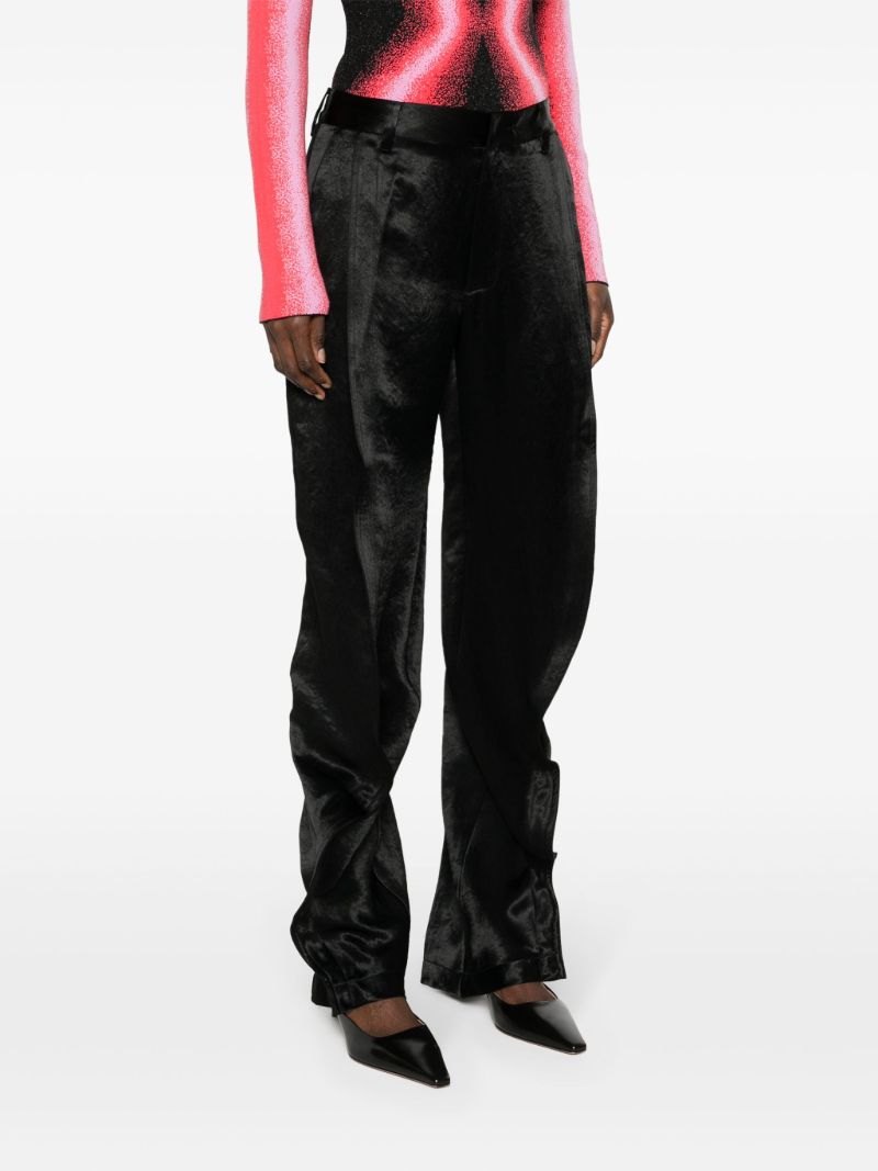 Black Satin-finish Straight-leg Trousers