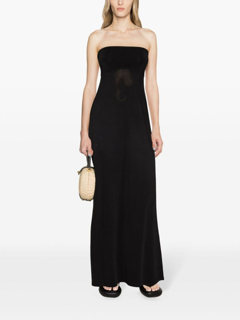Black Tube Knit Maxi Dress