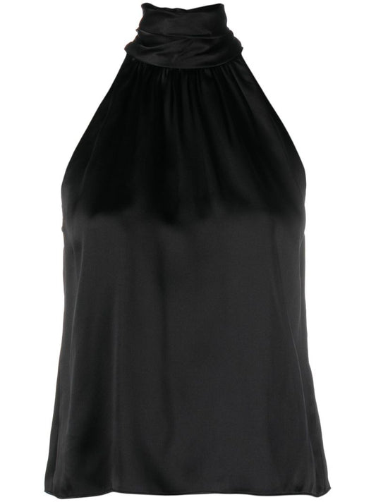 Black Halterneck Silk Blouse