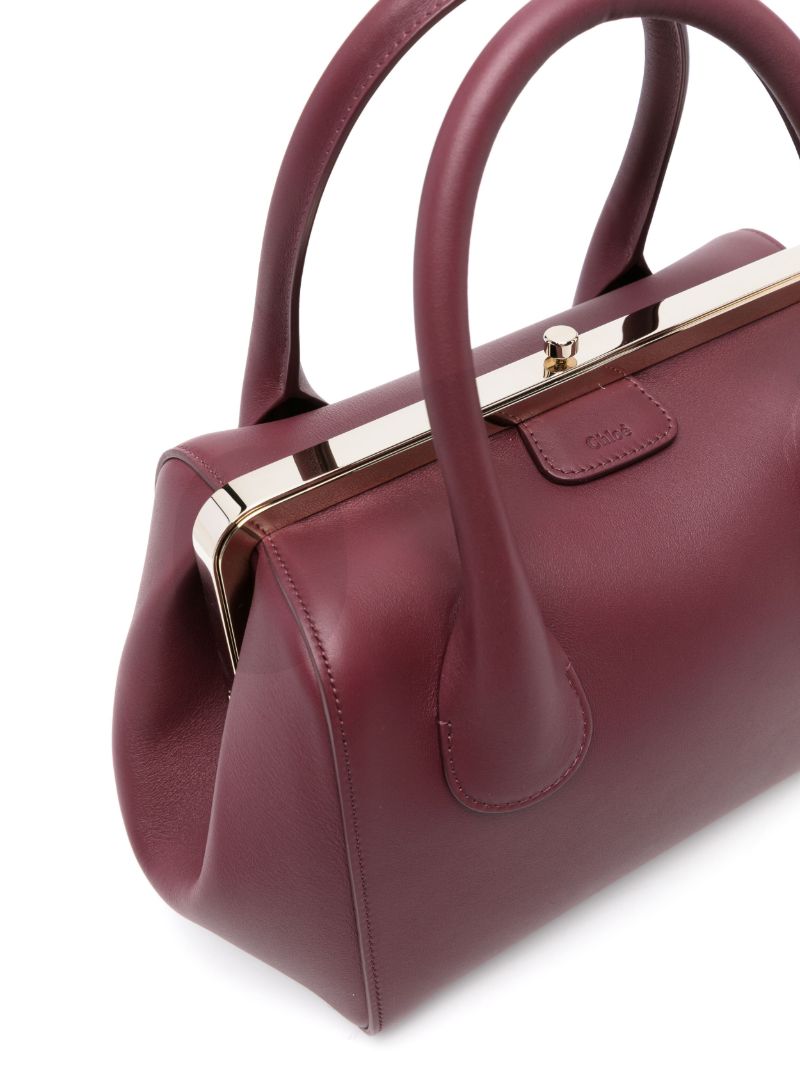 Red Joyce Leather Tote Bag