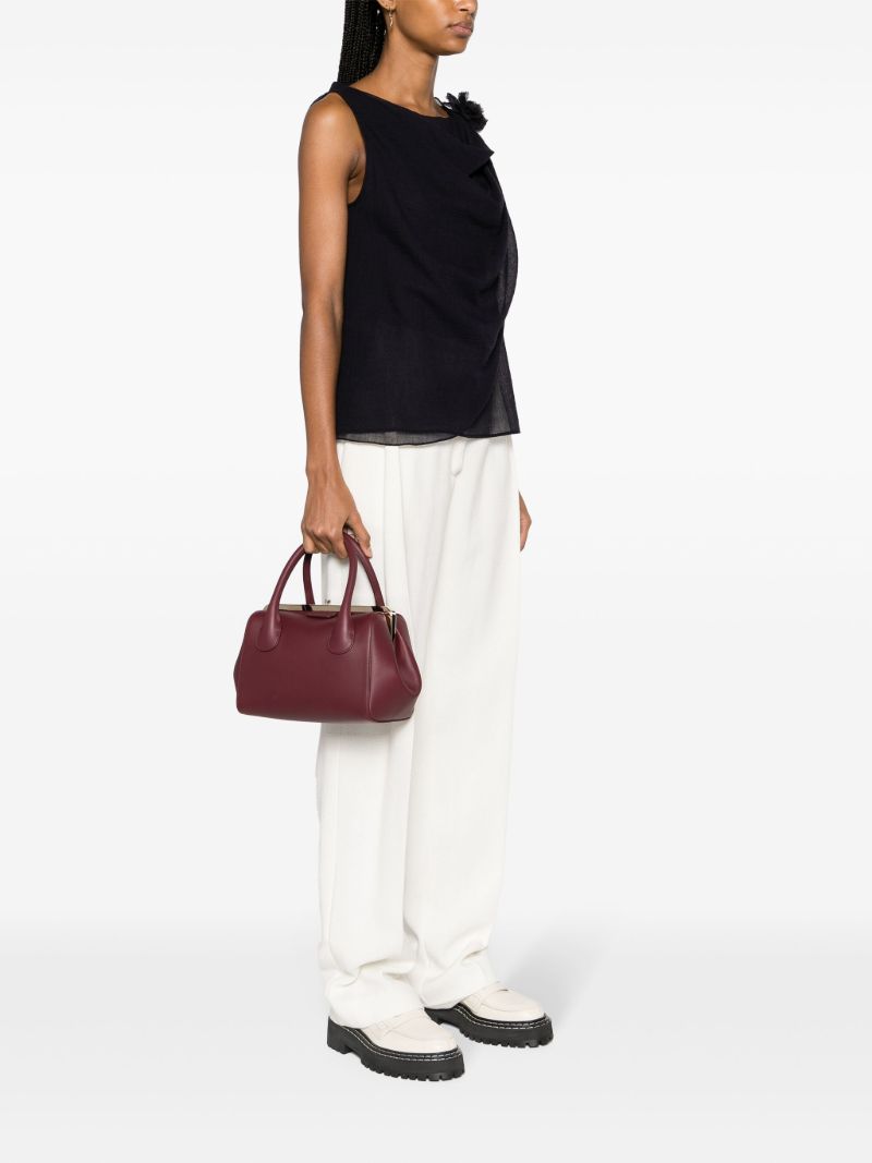 Red Joyce Leather Tote Bag