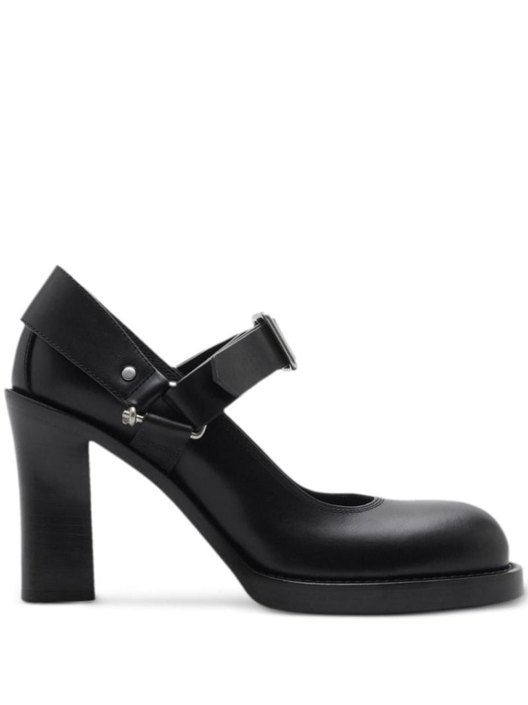 Black Stirrup 85 Leather Pumps