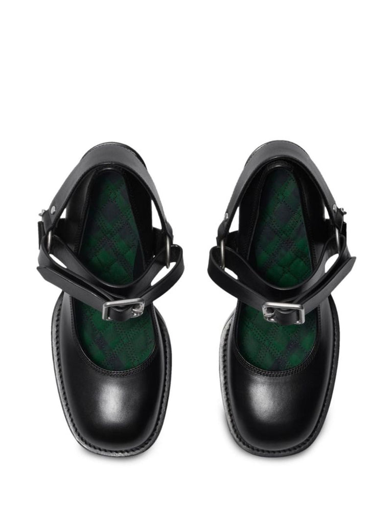Black Stirrup 85 Leather Pumps