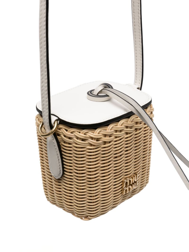 Neutral Woven-wicker Mini Basket Bag