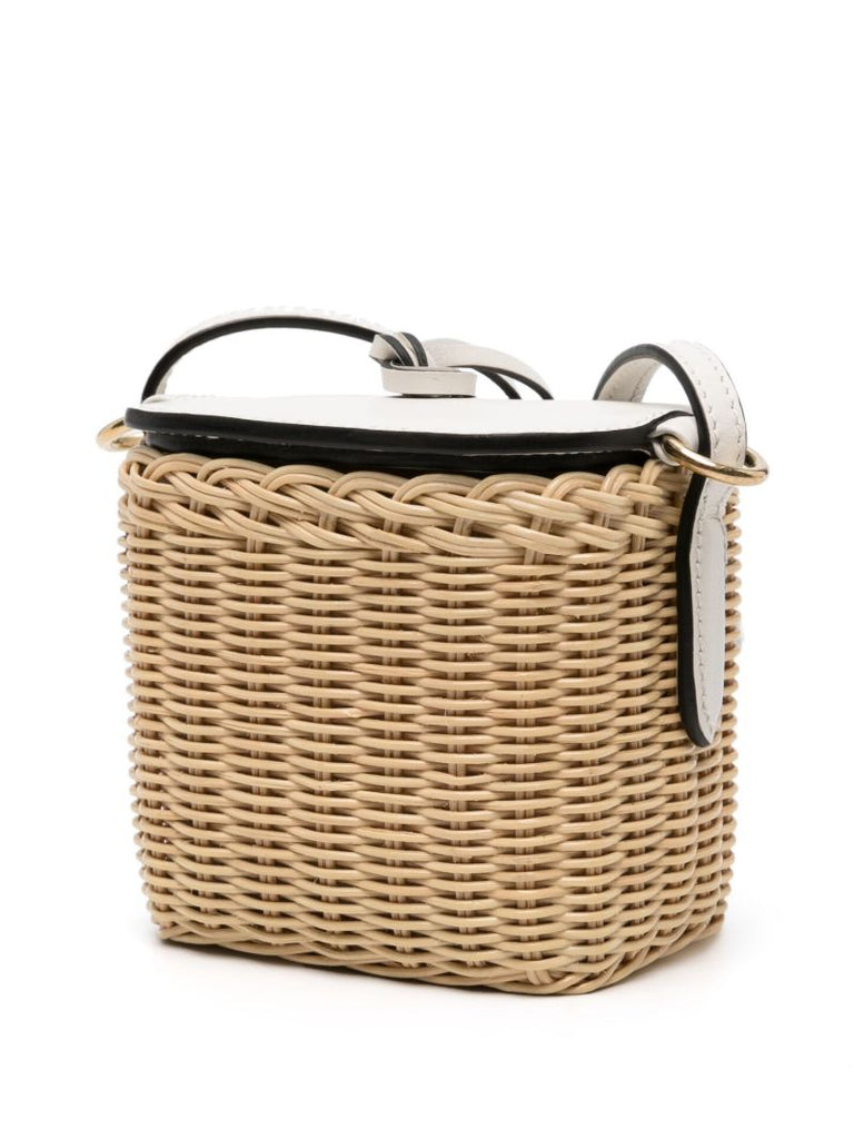 Neutral Woven-wicker Mini Basket Bag