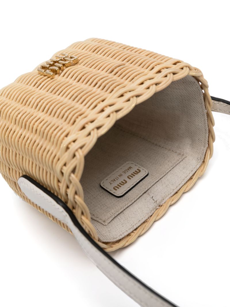 Neutral Woven-wicker Mini Basket Bag
