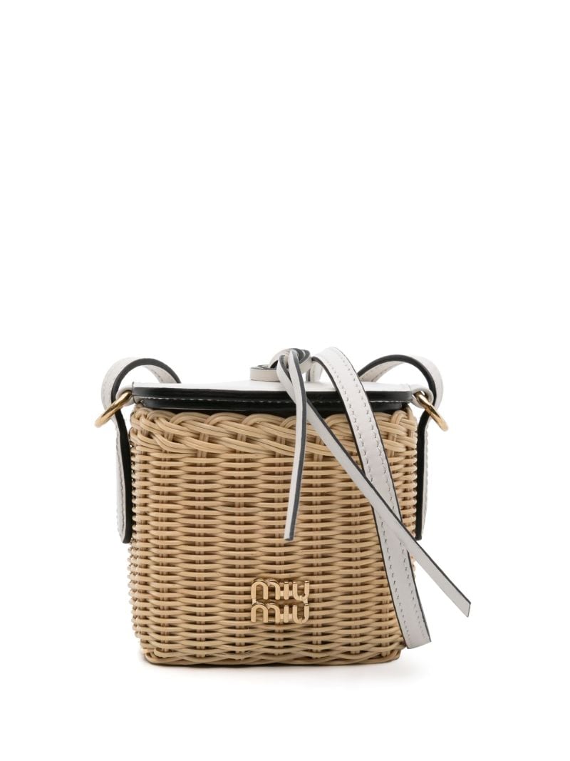 Neutral Woven-wicker Mini Basket Bag