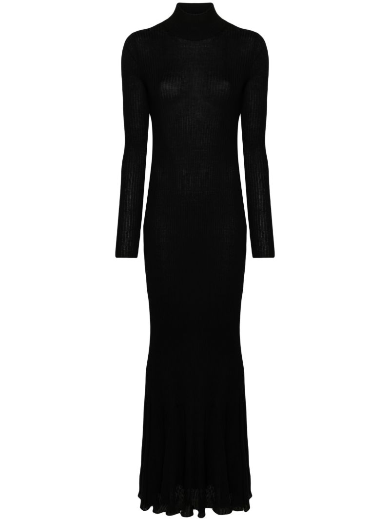 Black Ribbed-knit Cashmere Maxi Dress