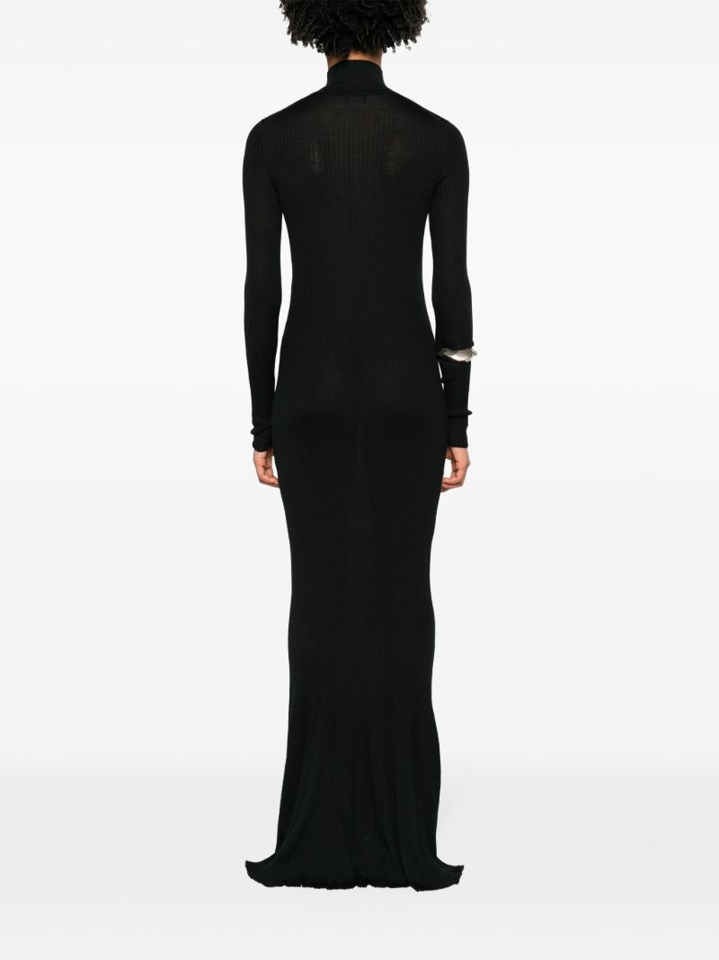 Black Ribbed-knit Cashmere Maxi Dress