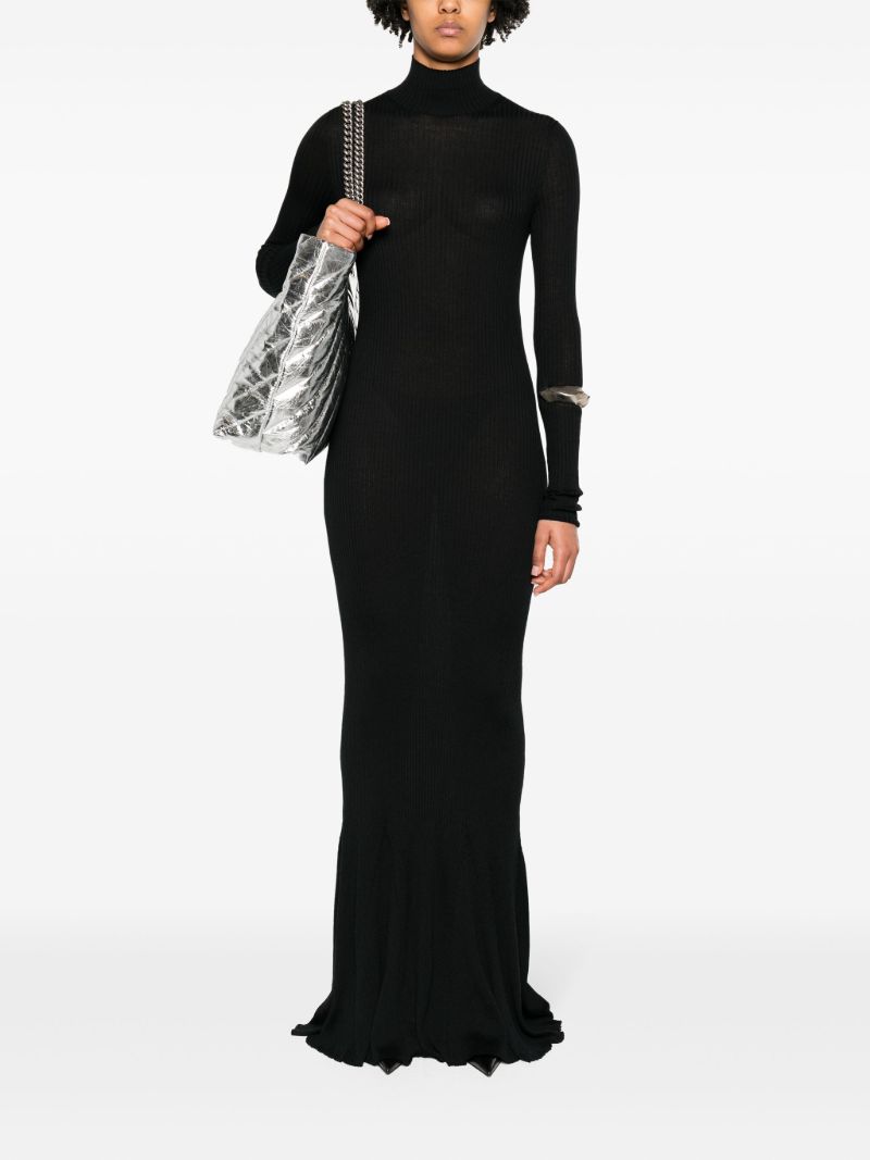 Black Ribbed-knit Cashmere Maxi Dress