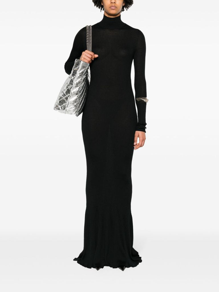 Black Ribbed-knit Cashmere Maxi Dress