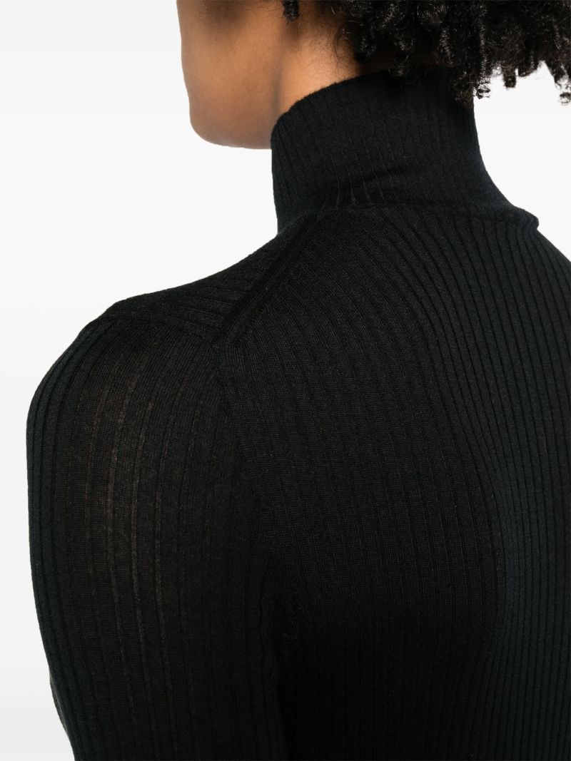Black Ribbed-knit Cashmere Maxi Dress
