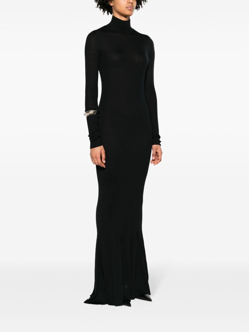 Black Ribbed-knit Cashmere Maxi Dress