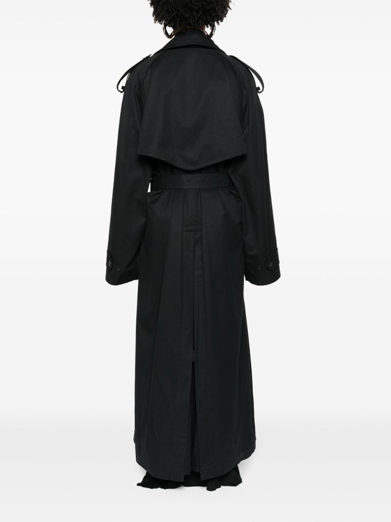 Black Double-breasted Cotton Trench Coat