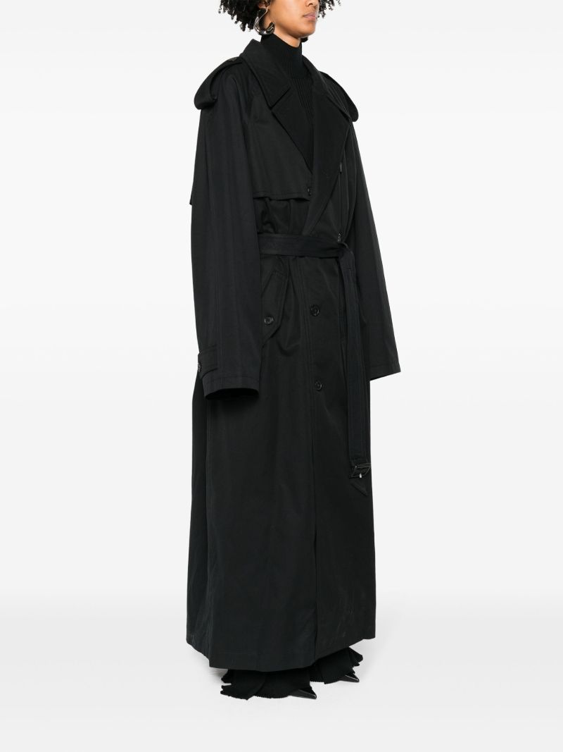Black Double-breasted Cotton Trench Coat