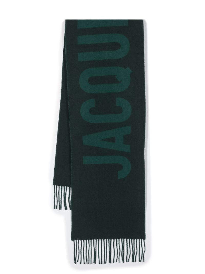 Green L'echarpe Logo-jacquard Scarf