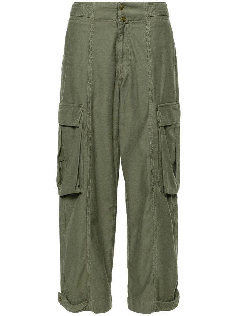 Green Wide-leg Cargo Trousers