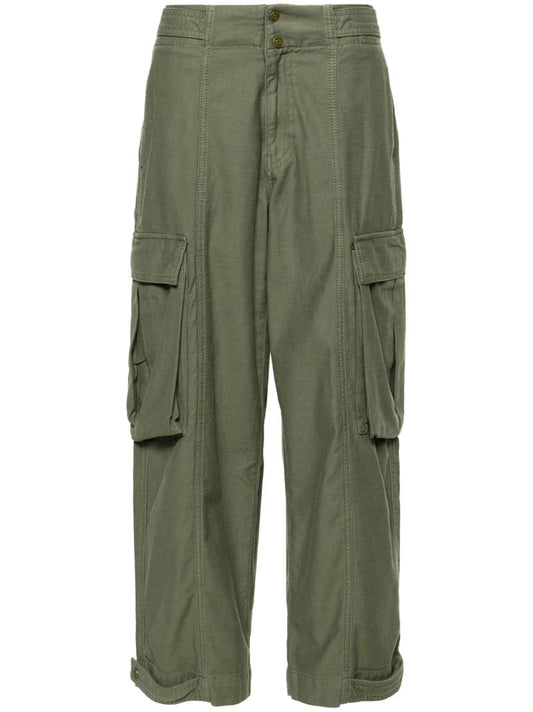 Green Wide-leg Cargo Trousers