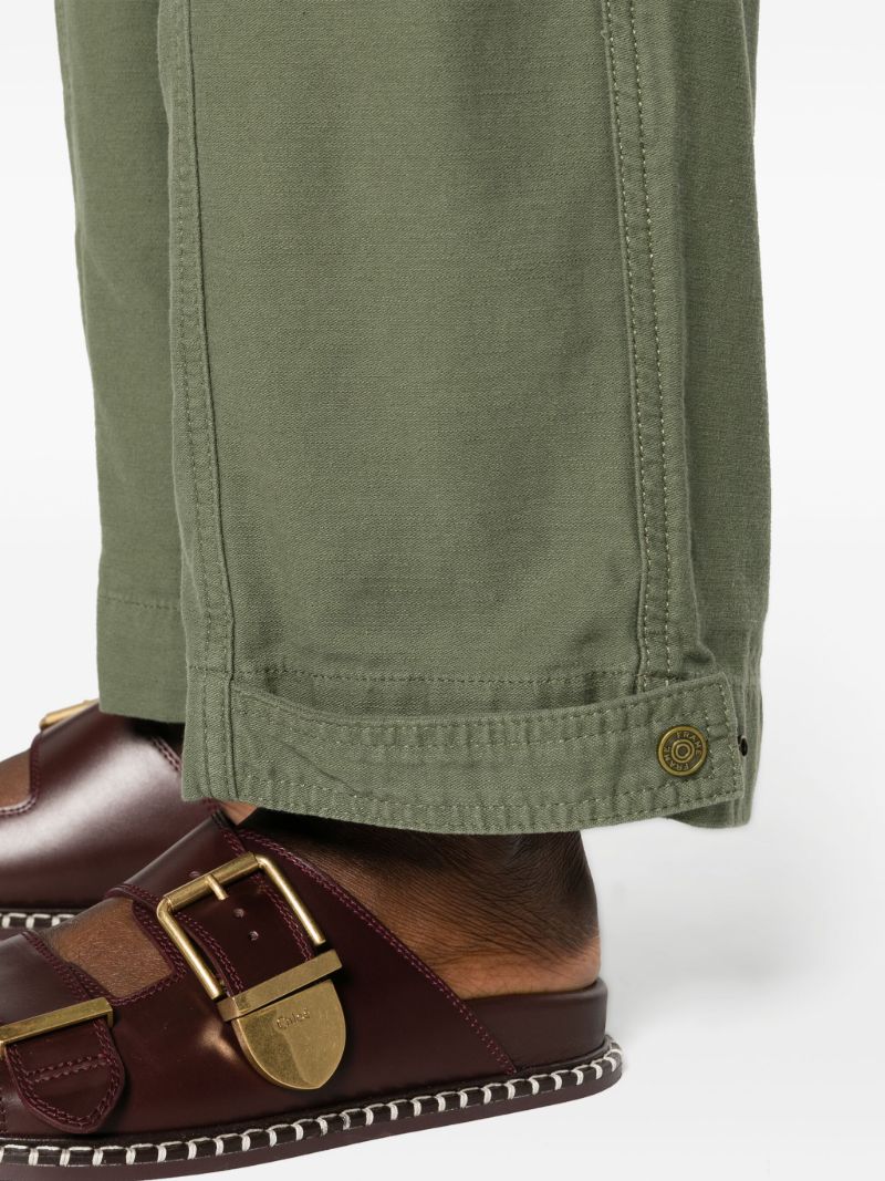 Green Wide-leg Cargo Trousers