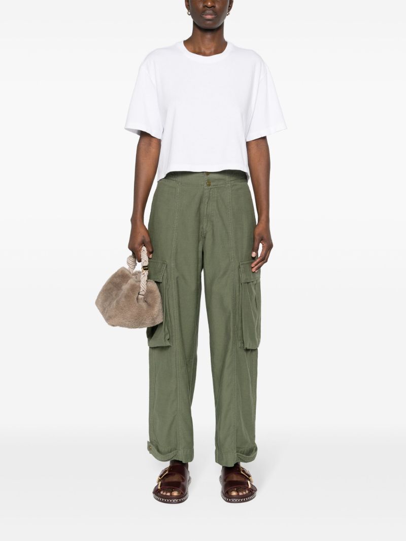 Green Wide-leg Cargo Trousers
