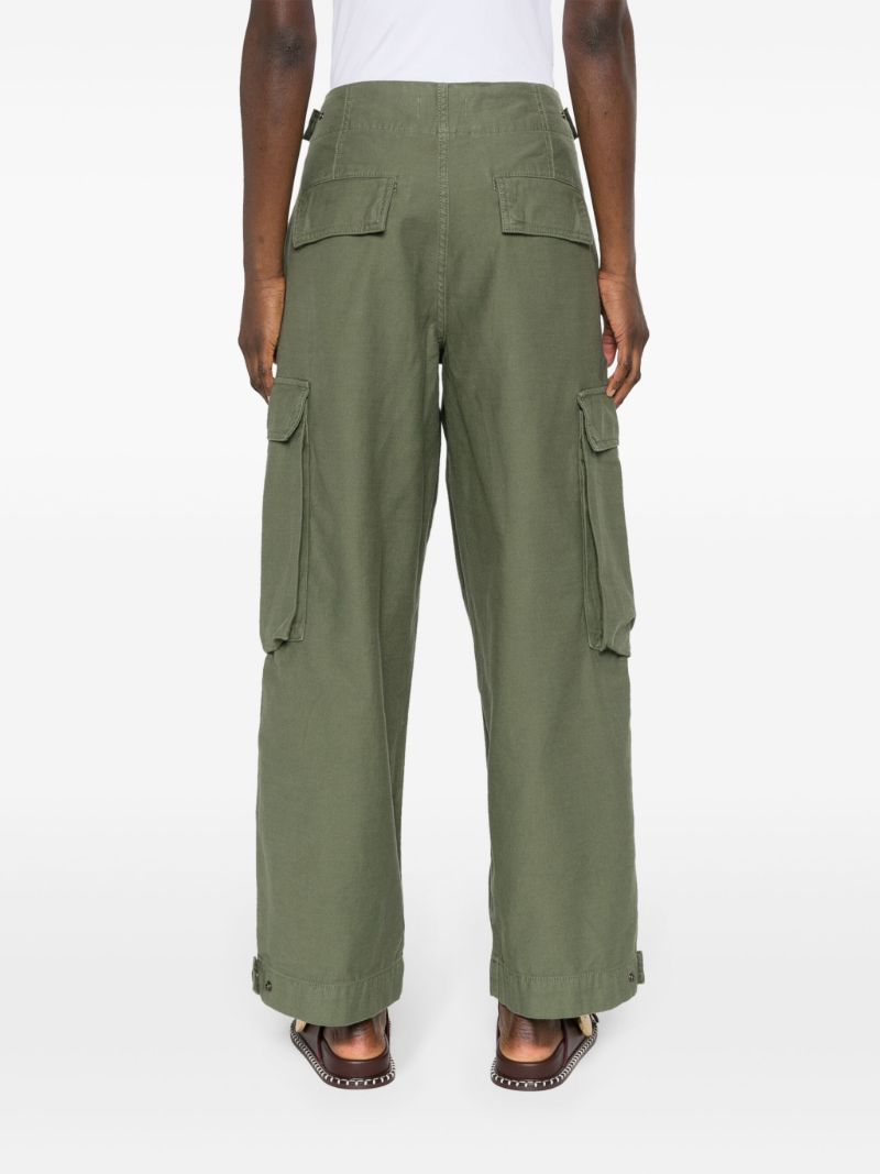 Green Wide-leg Cargo Trousers