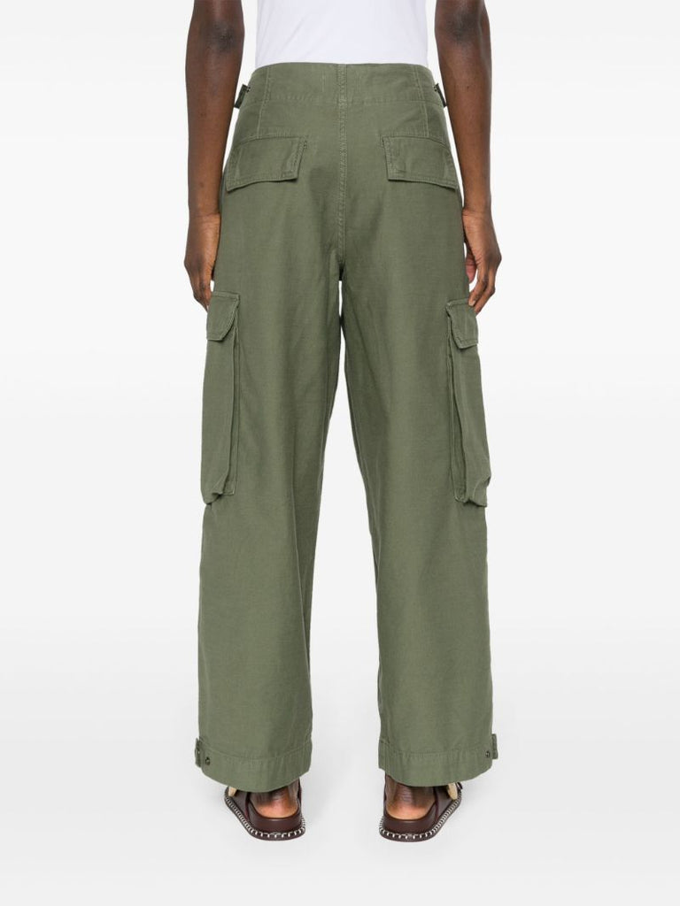 Green Wide-leg Cargo Trousers