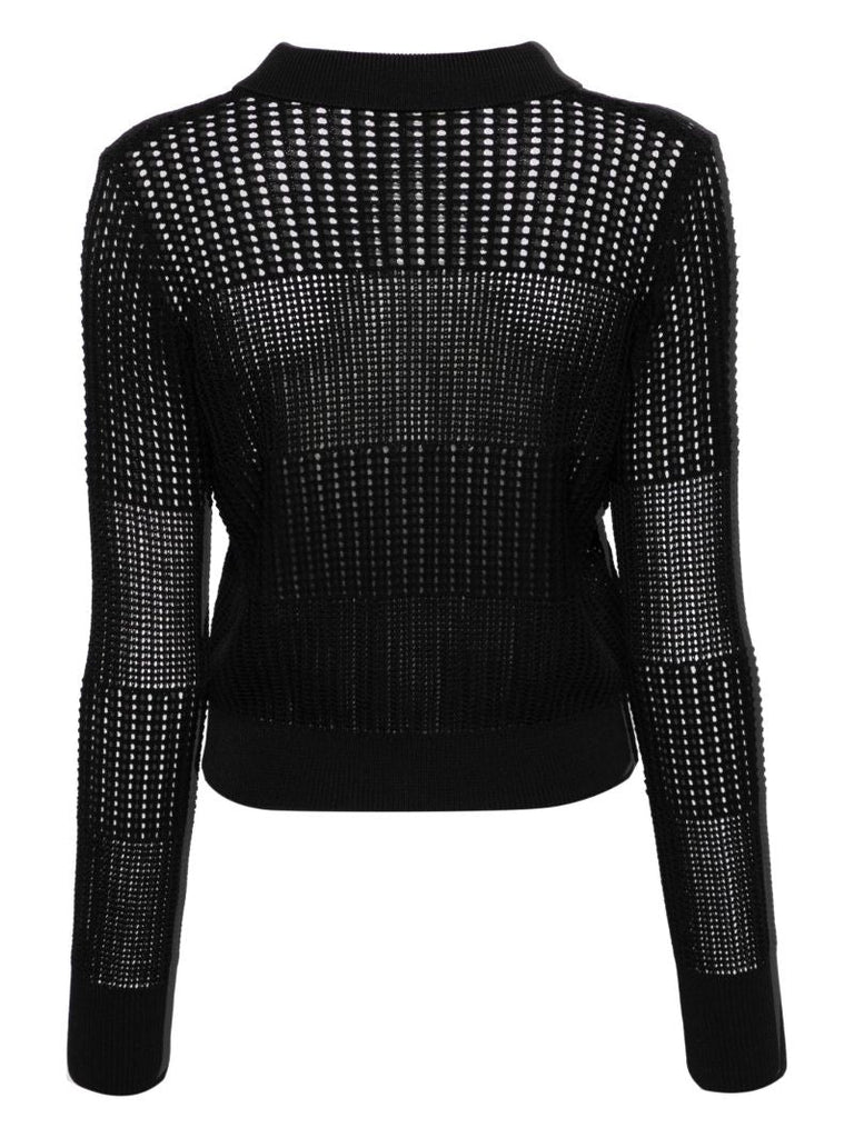 Black Crochet Knit Cropped Cardigan