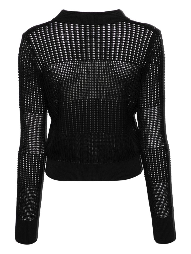 Black Crochet Knit Cropped Cardigan